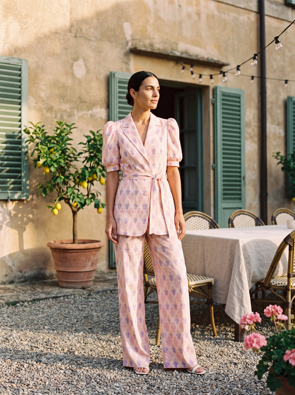 Chiara | Printed Blazer & Flare Trouser Set