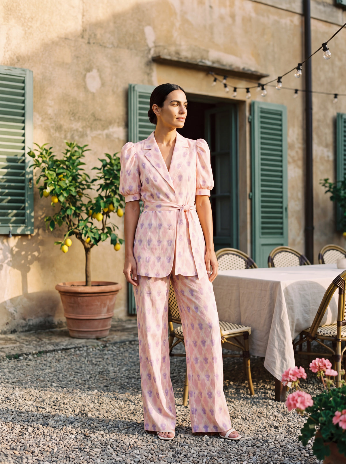 Chiara | Printed Blazer & Flare Trouser Set