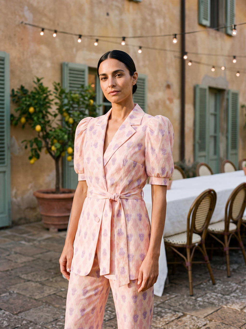 Chiara | Printed Blazer & Flare Trouser Set