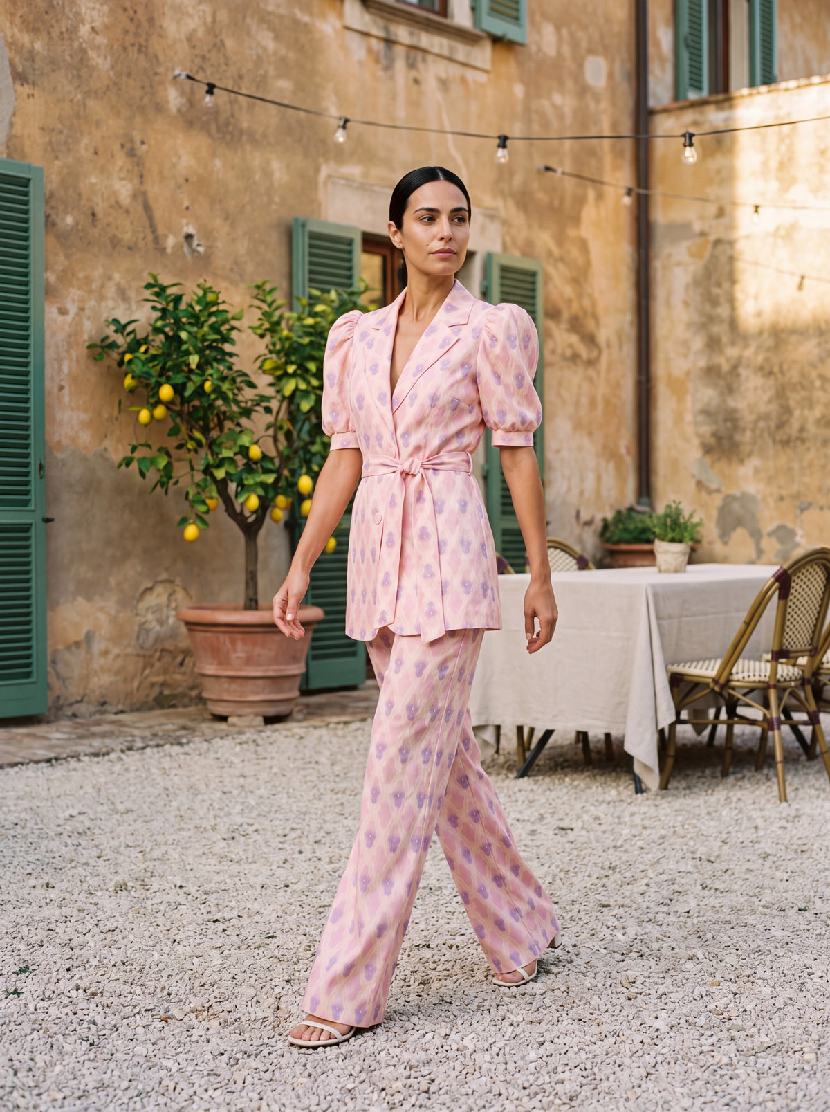 Chiara | Printed Blazer & Flare Trouser Set