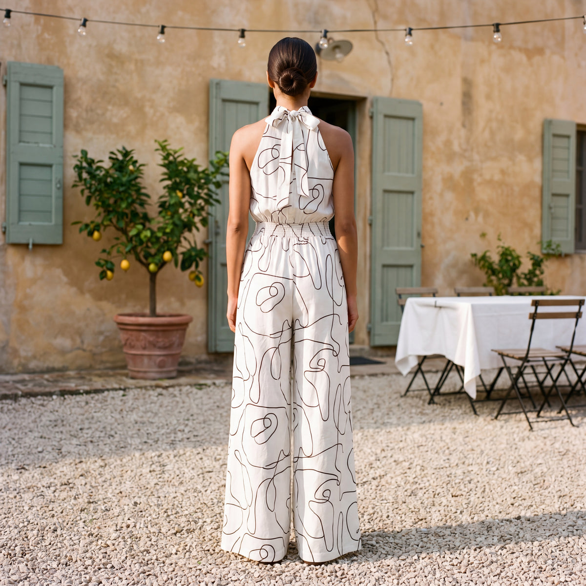 Ginevra | Halter Neck Jumpsuit with Palazzo Trousers