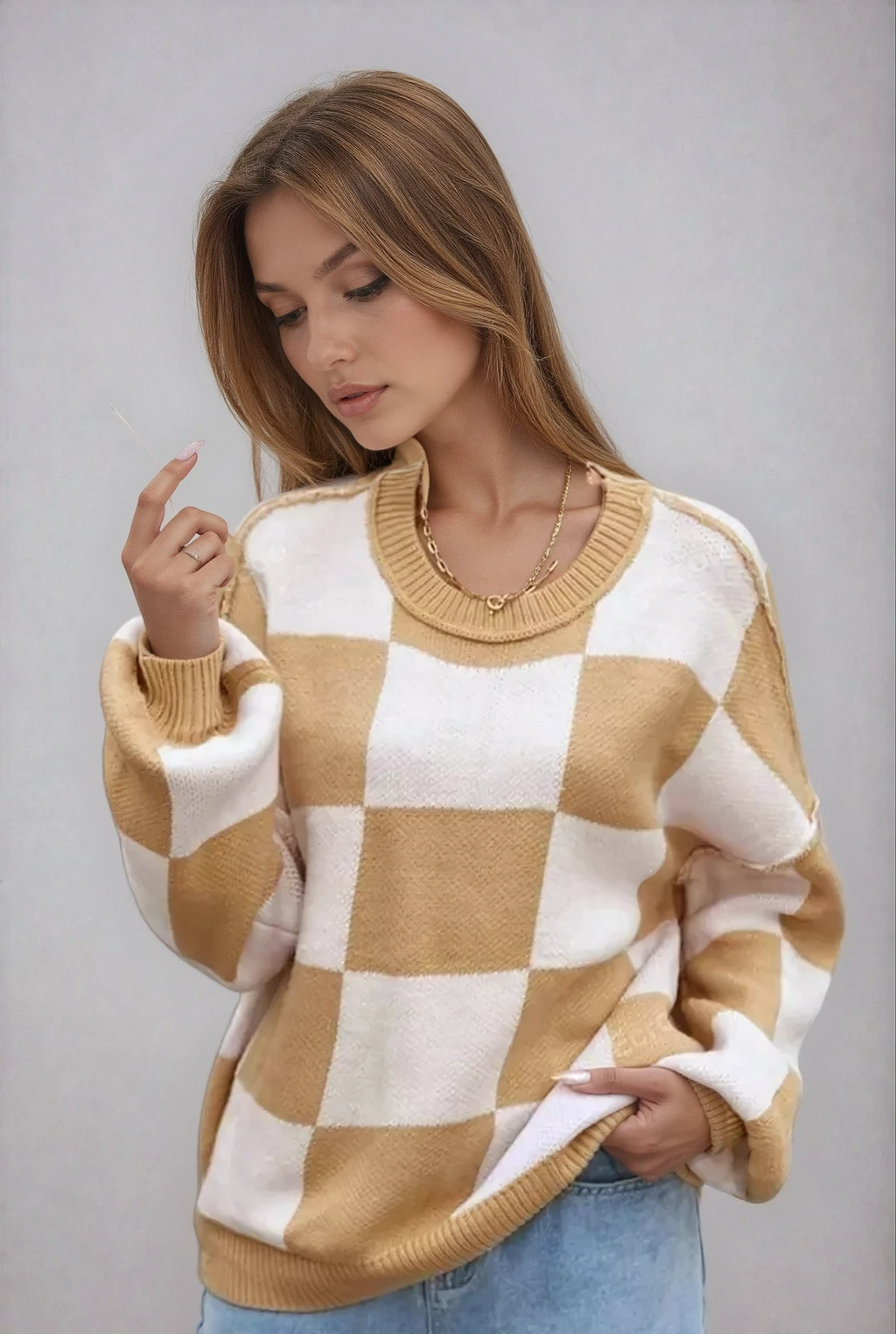 Agata | Knit Sweater with Scacchi