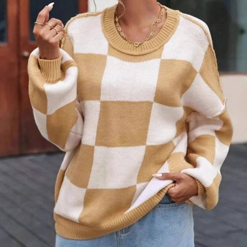 Agata | Knit Sweater with Scacchi