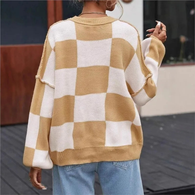 Agata | Knit Sweater with Scacchi