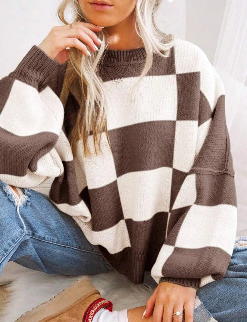 Agata | Knit Sweater with Scacchi