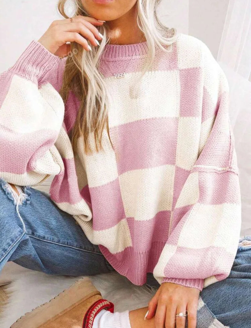 Agata | Knit Sweater with Scacchi