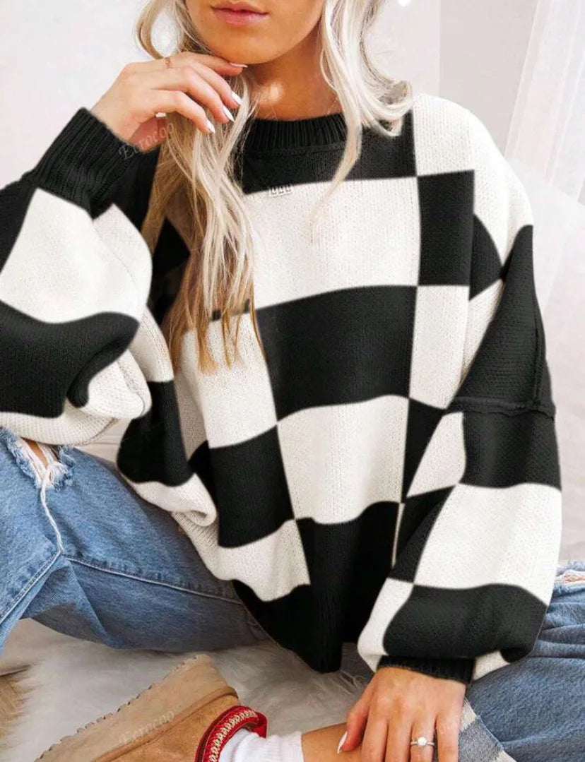 Agata | Knit Sweater with Scacchi