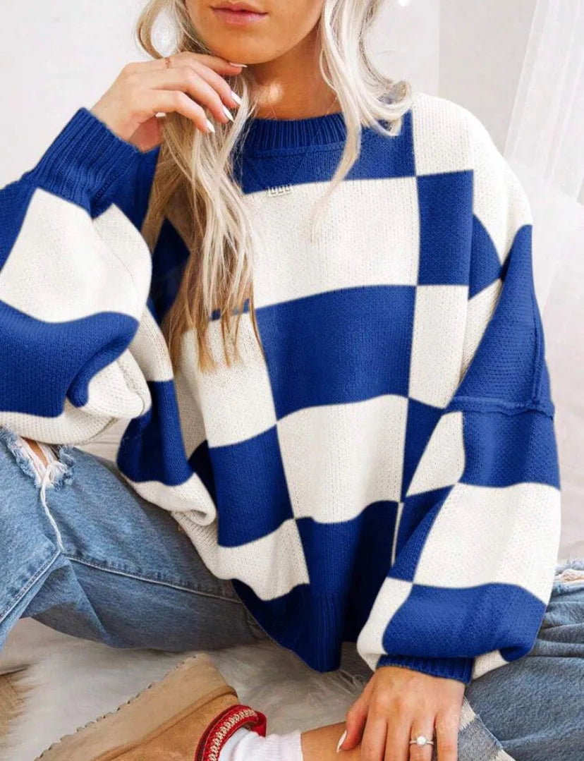 Agata | Knit Sweater with Scacchi