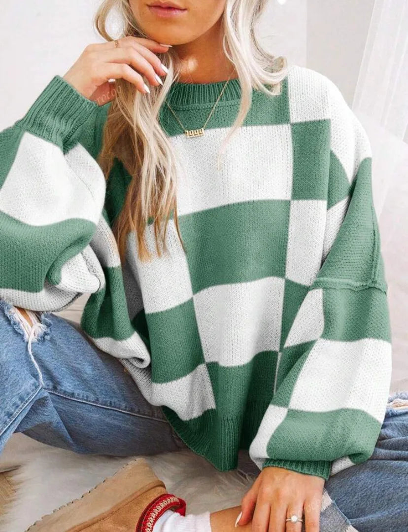 Agata | Knit Sweater with Scacchi