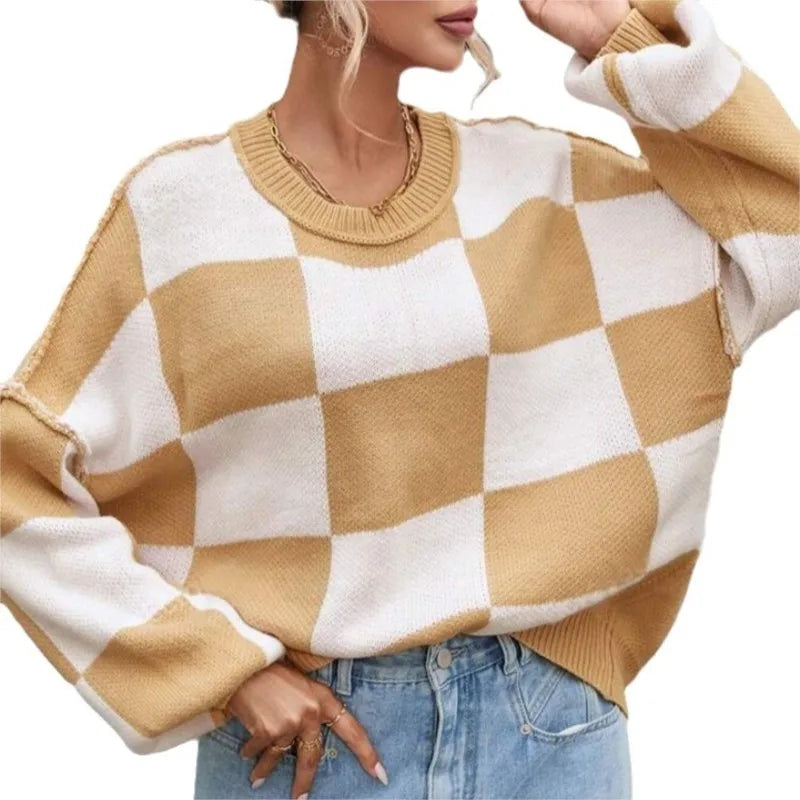 Agata | Knit Sweater with Scacchi