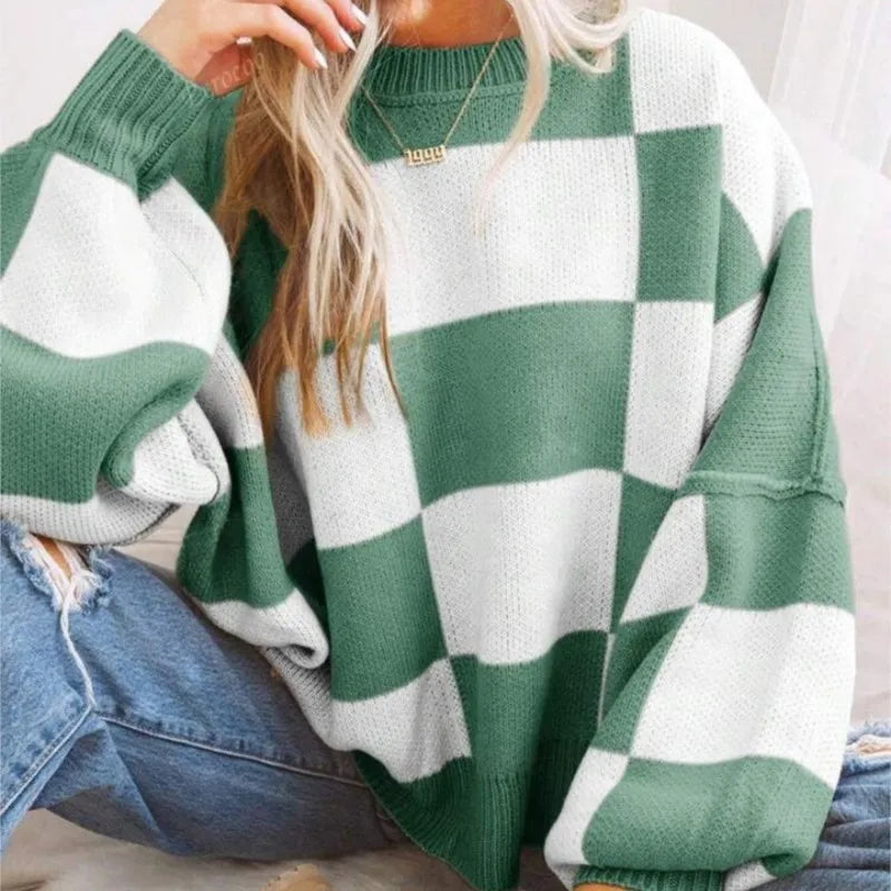 Agata | Knit Sweater with Scacchi