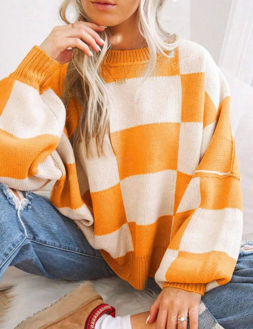 Agata | Knit Sweater with Scacchi