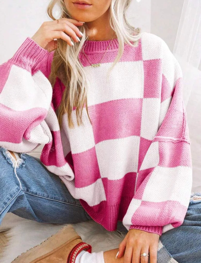 Agata | Knit Sweater with Scacchi