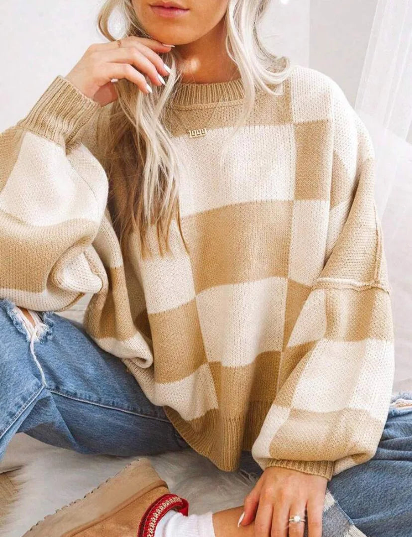 Agata | Knit Sweater with Scacchi