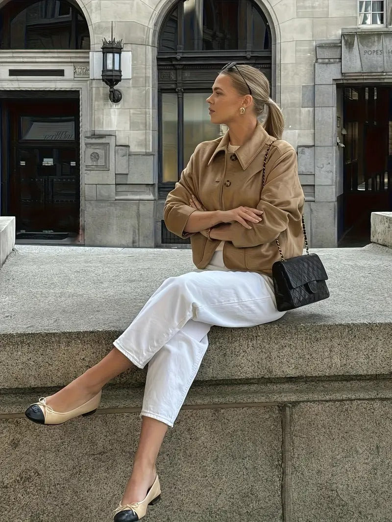 Tecla | Camel Suede Jacket with Buttons