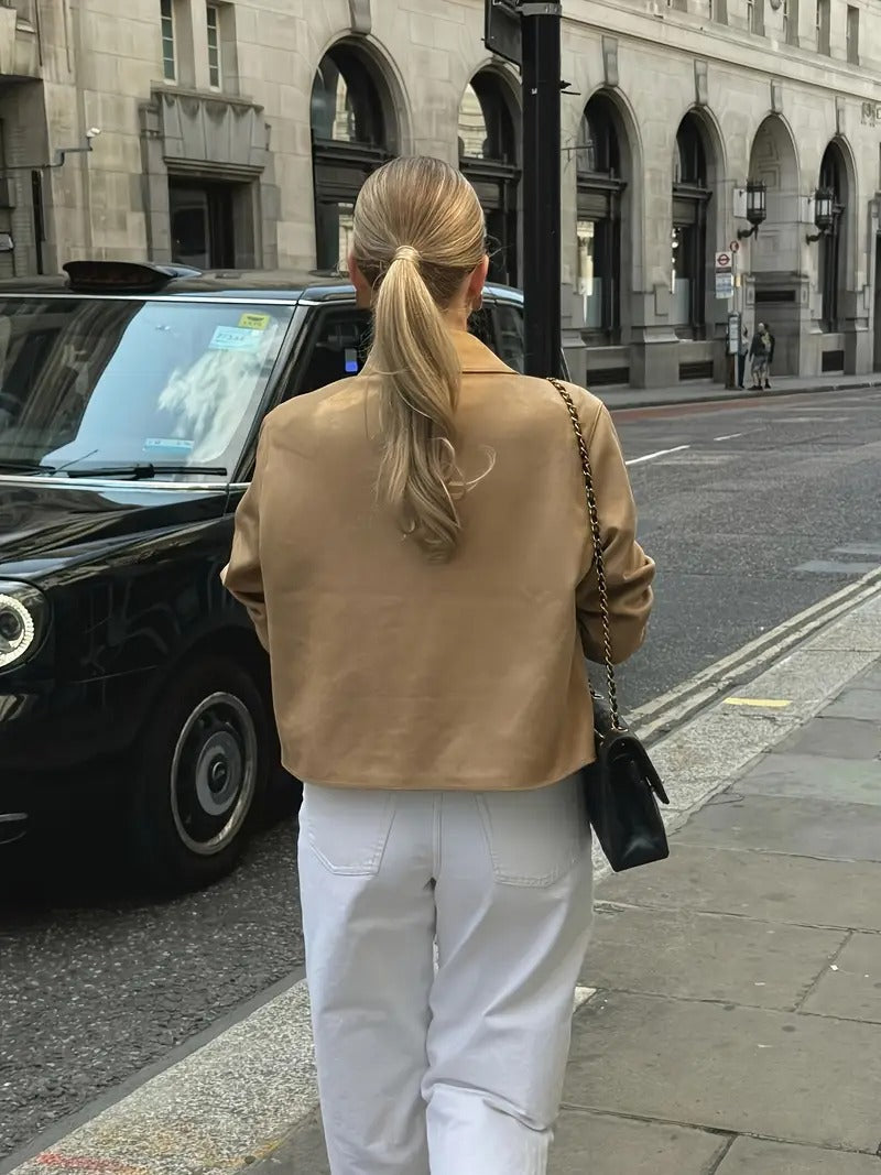 Tecla | Camel Suede Jacket with Buttons
