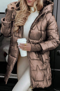 Sun | Glossy Hooded Puffer Coat