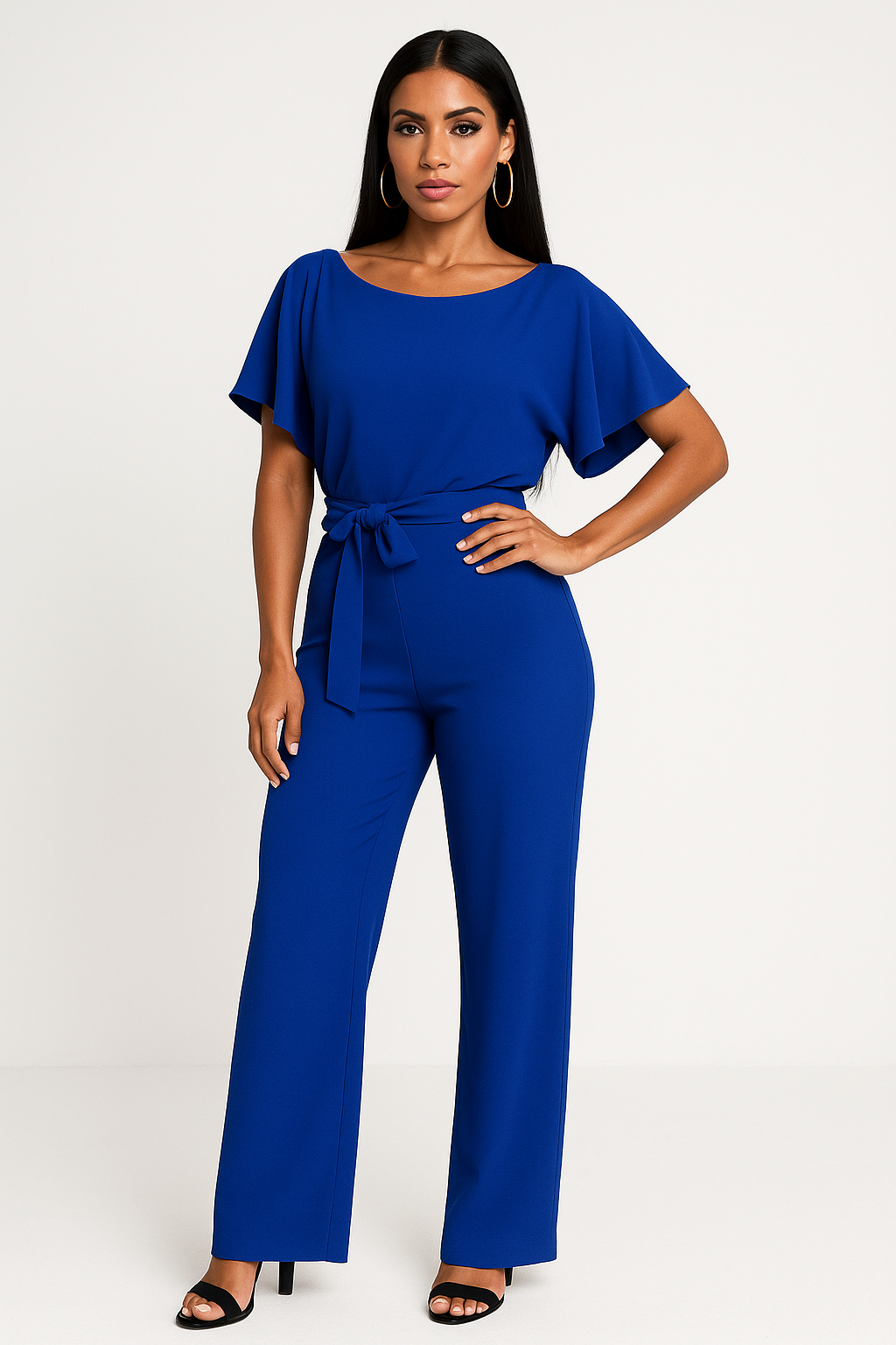 Nicoletta | Belted Jumpsuit with Wide-Leg Trousers
