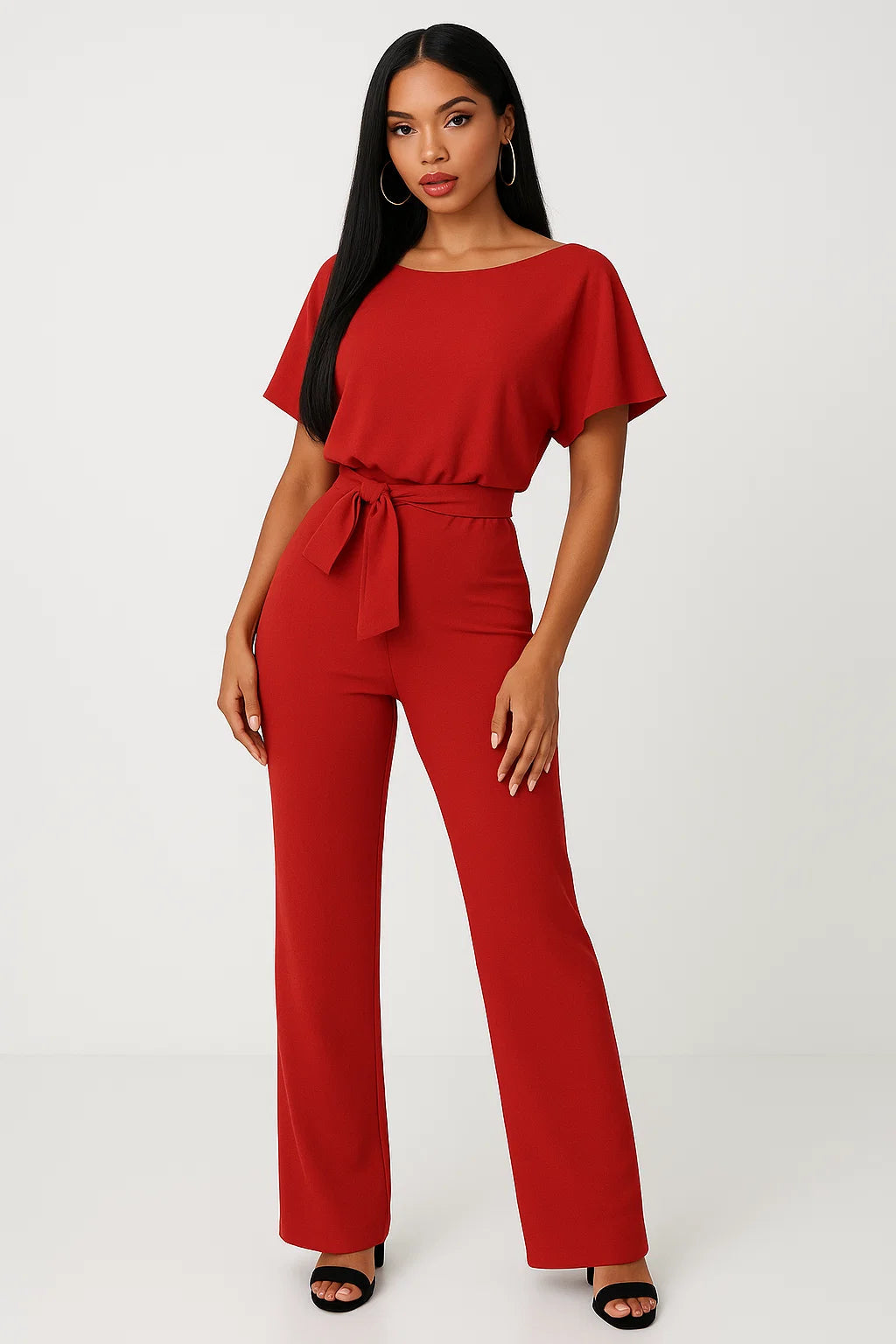 Nicoletta | Belted Jumpsuit with Wide-Leg Trousers