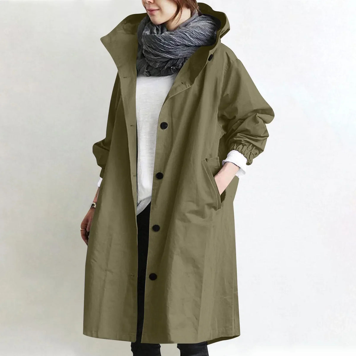 Serafina | Long Oversized Trench Coat with Hood