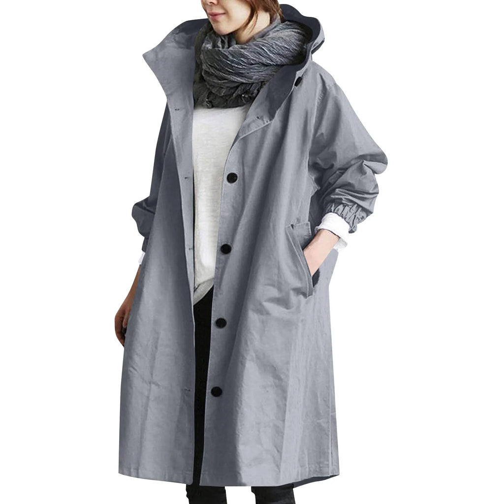 Serafina | Long Oversized Trench Coat with Hood