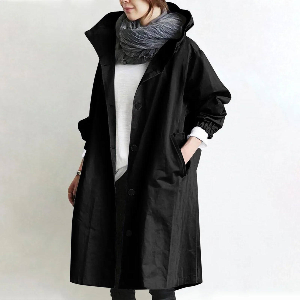 Serafina | Long Oversized Trench Coat with Hood