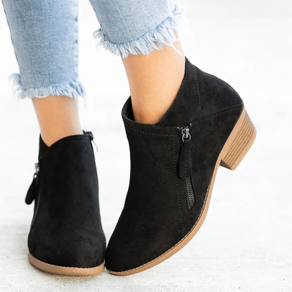 Cecilia | Suede Ankle Boots with Heel in Legno