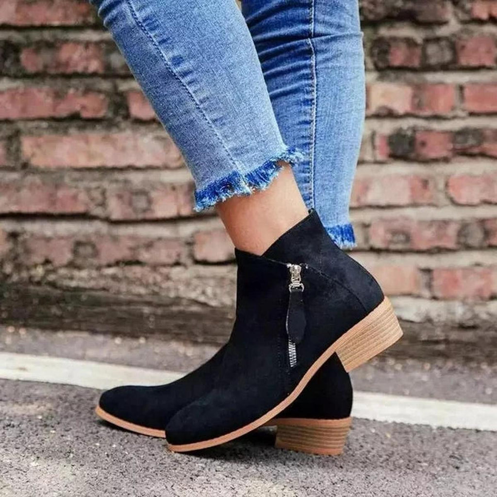 Cecilia | Suede Ankle Boots with Heel in Legno