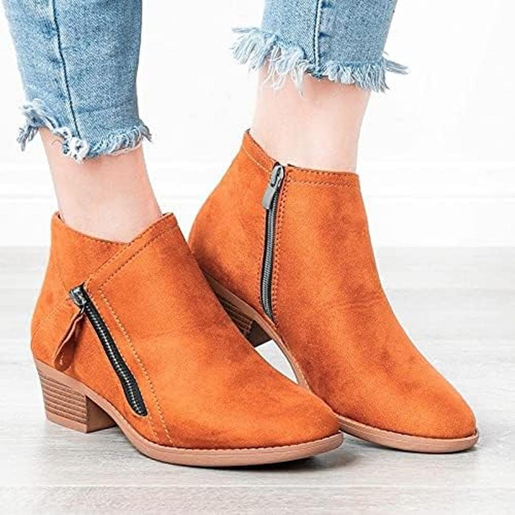 Cecilia | Suede Ankle Boots with Heel in Legno