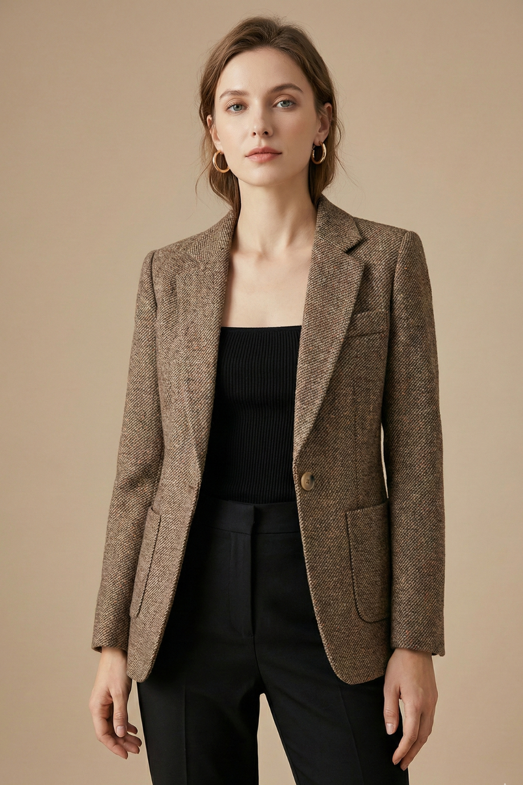 Ylenia | Single-Button Wool Blazer with Notched Lapel