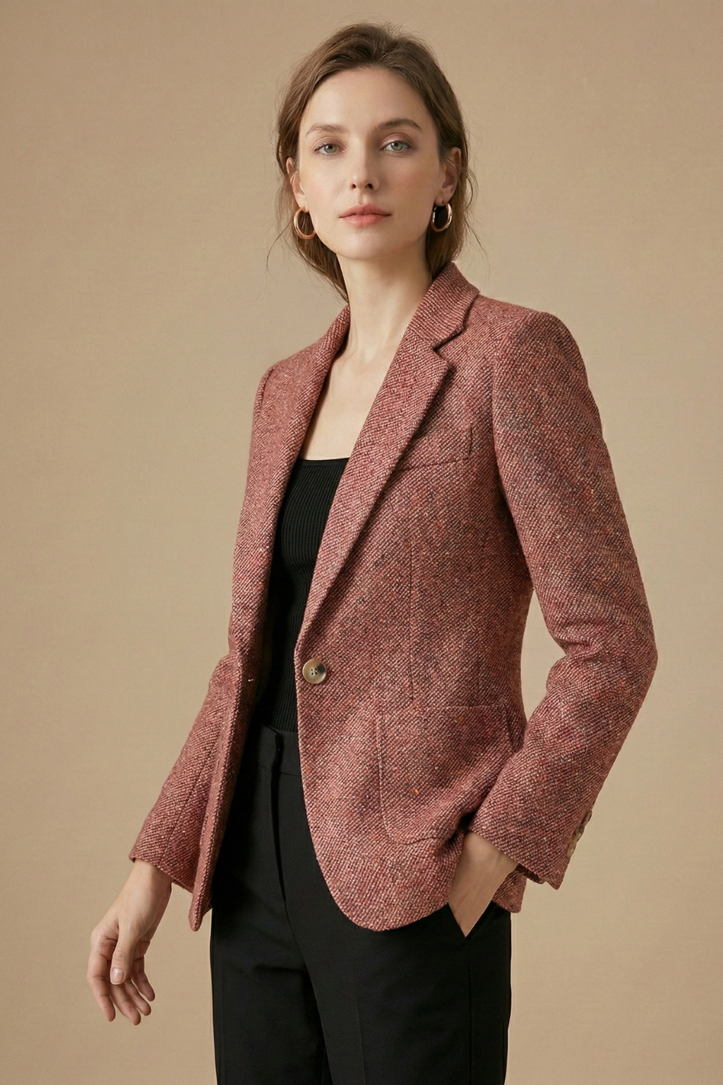 Ylenia | Single-Button Wool Blazer with Notched Lapel