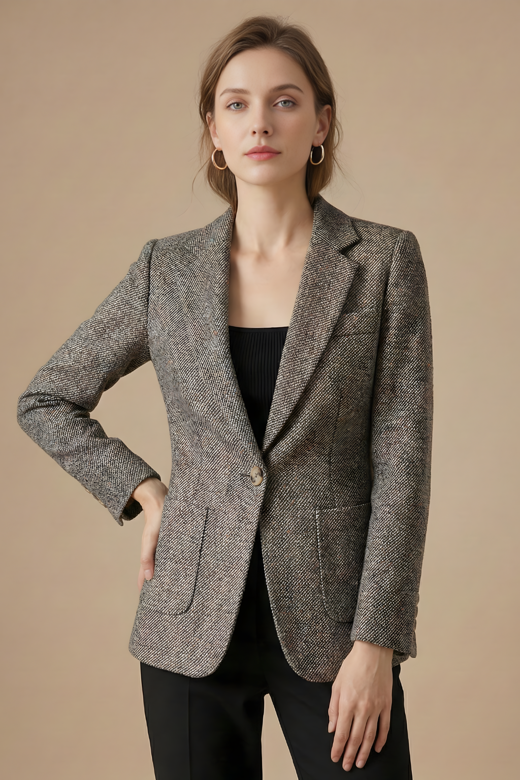 Ylenia | Single-Button Wool Blazer with Notched Lapel