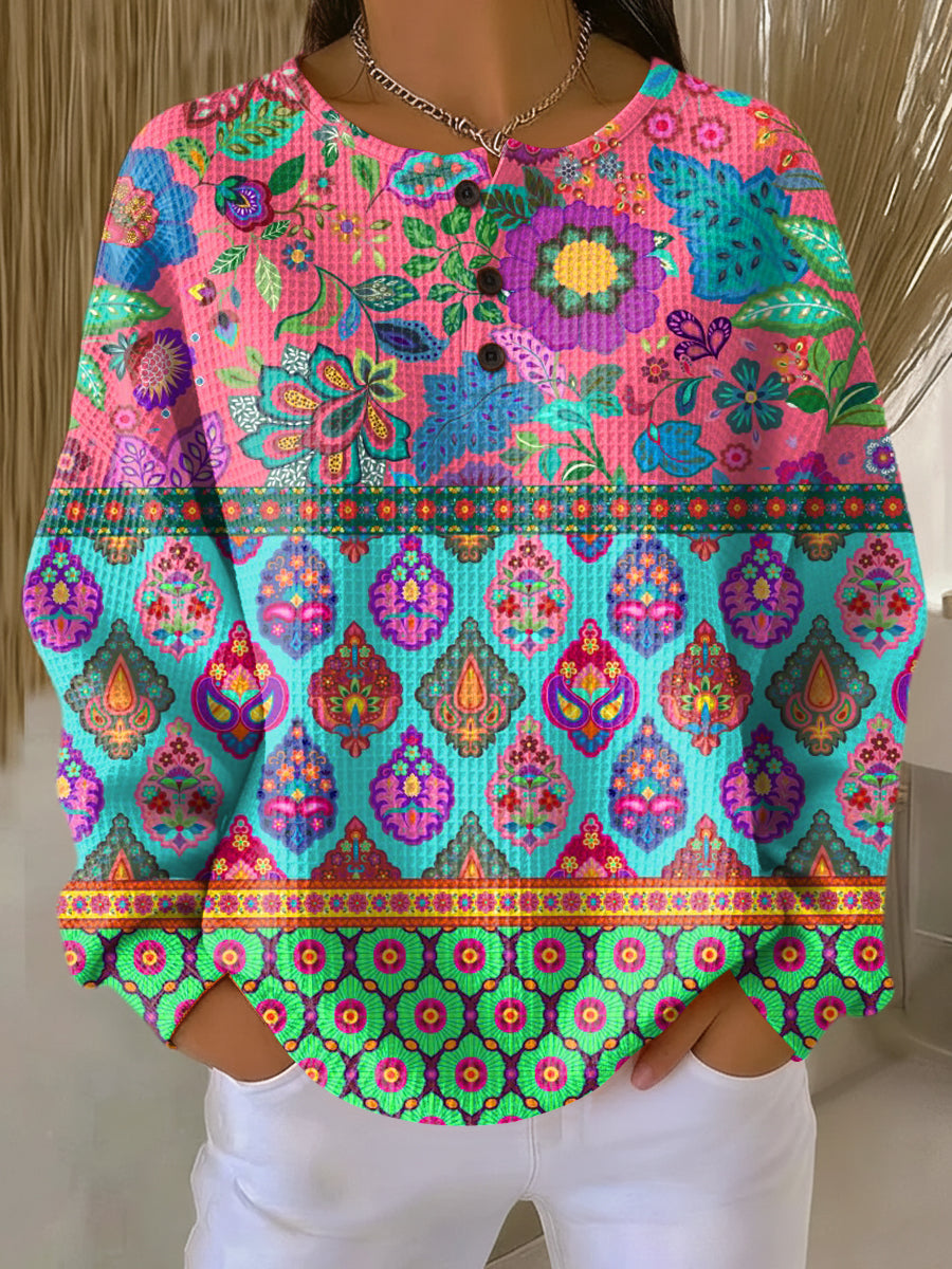 Deianira | Sweater with Striped Floreali Etniche