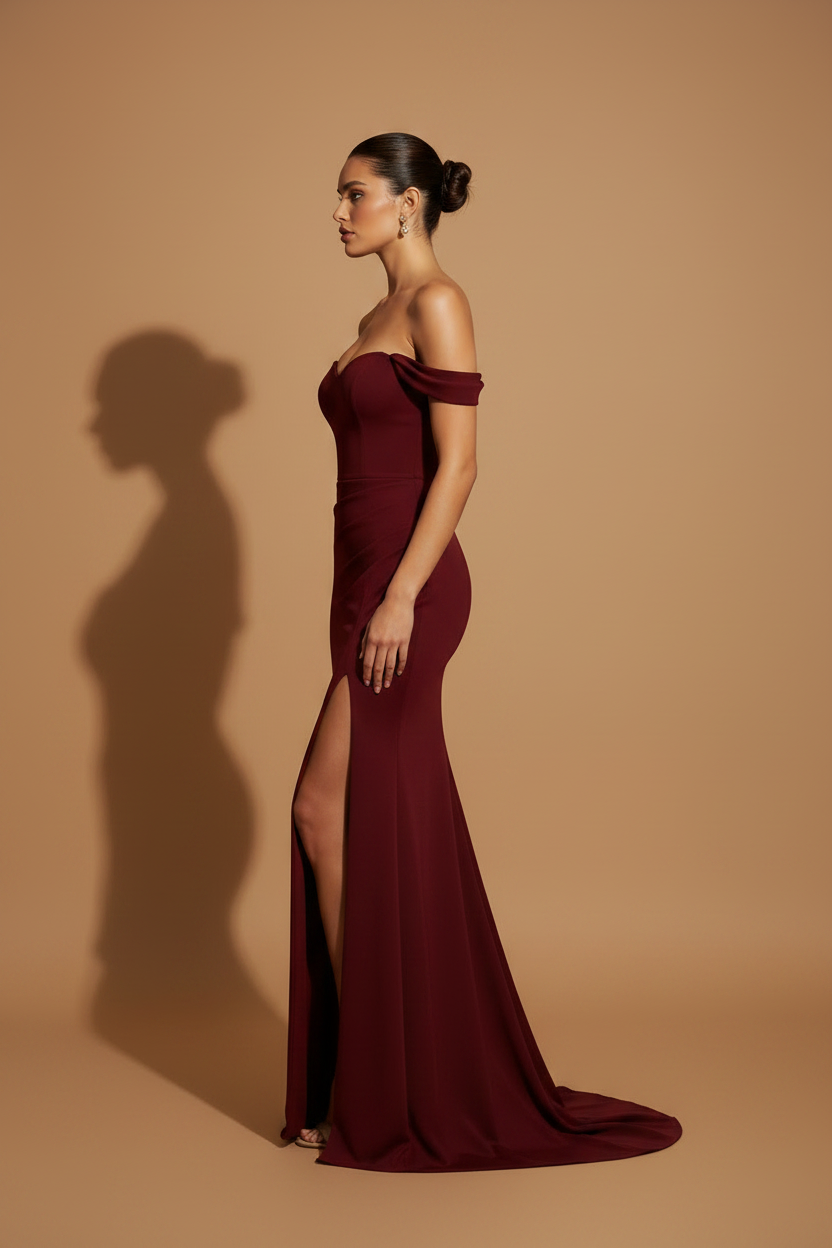 Maxi Elegant Aura Dress – Burgundy