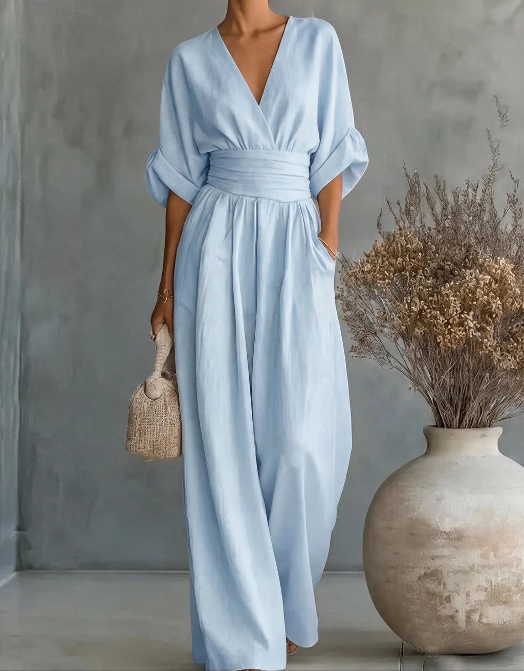 Daniela | Elegant V-Neck Wide-Leg Jumpsuit