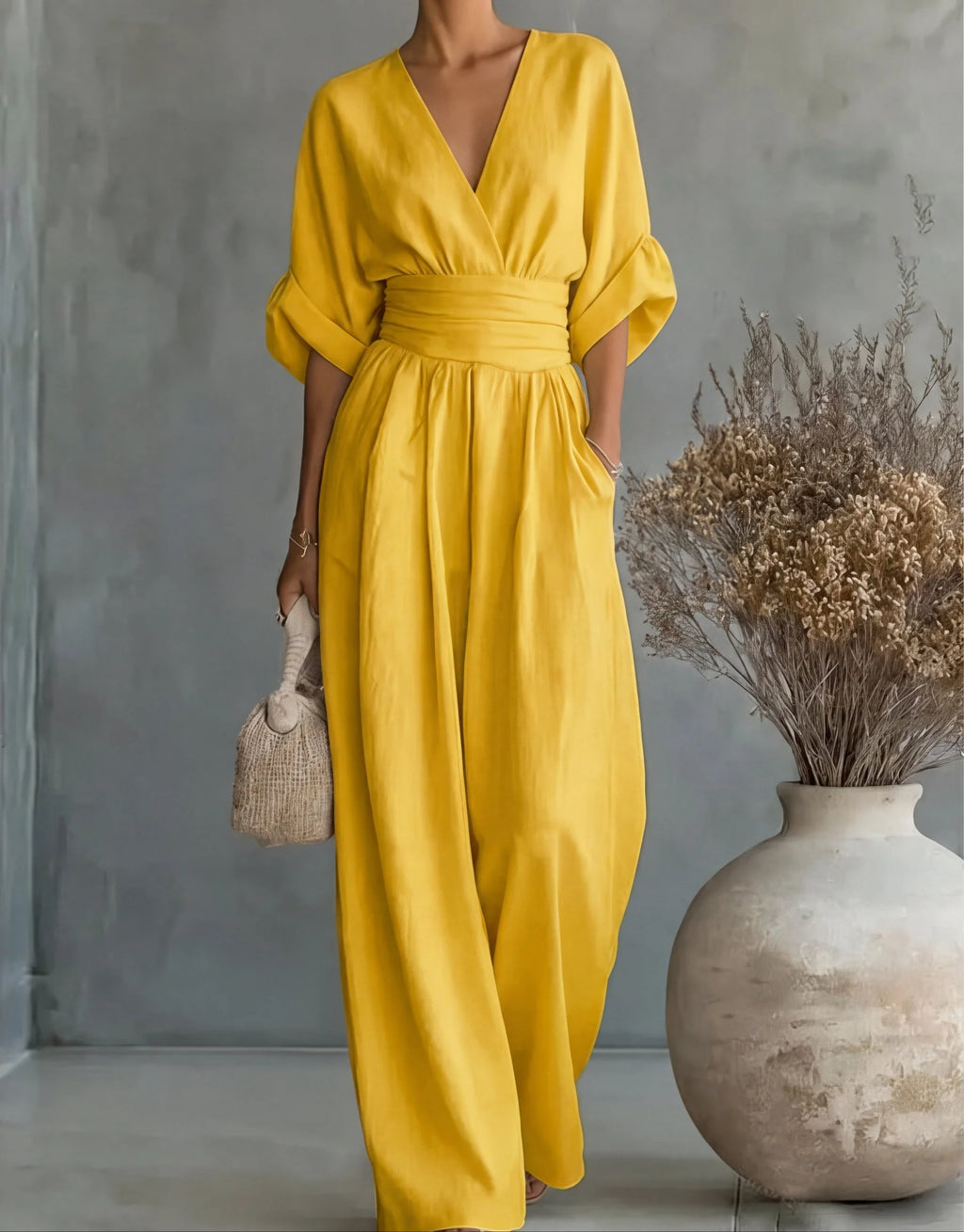 Daniela | Elegant V-Neck Wide-Leg Jumpsuit