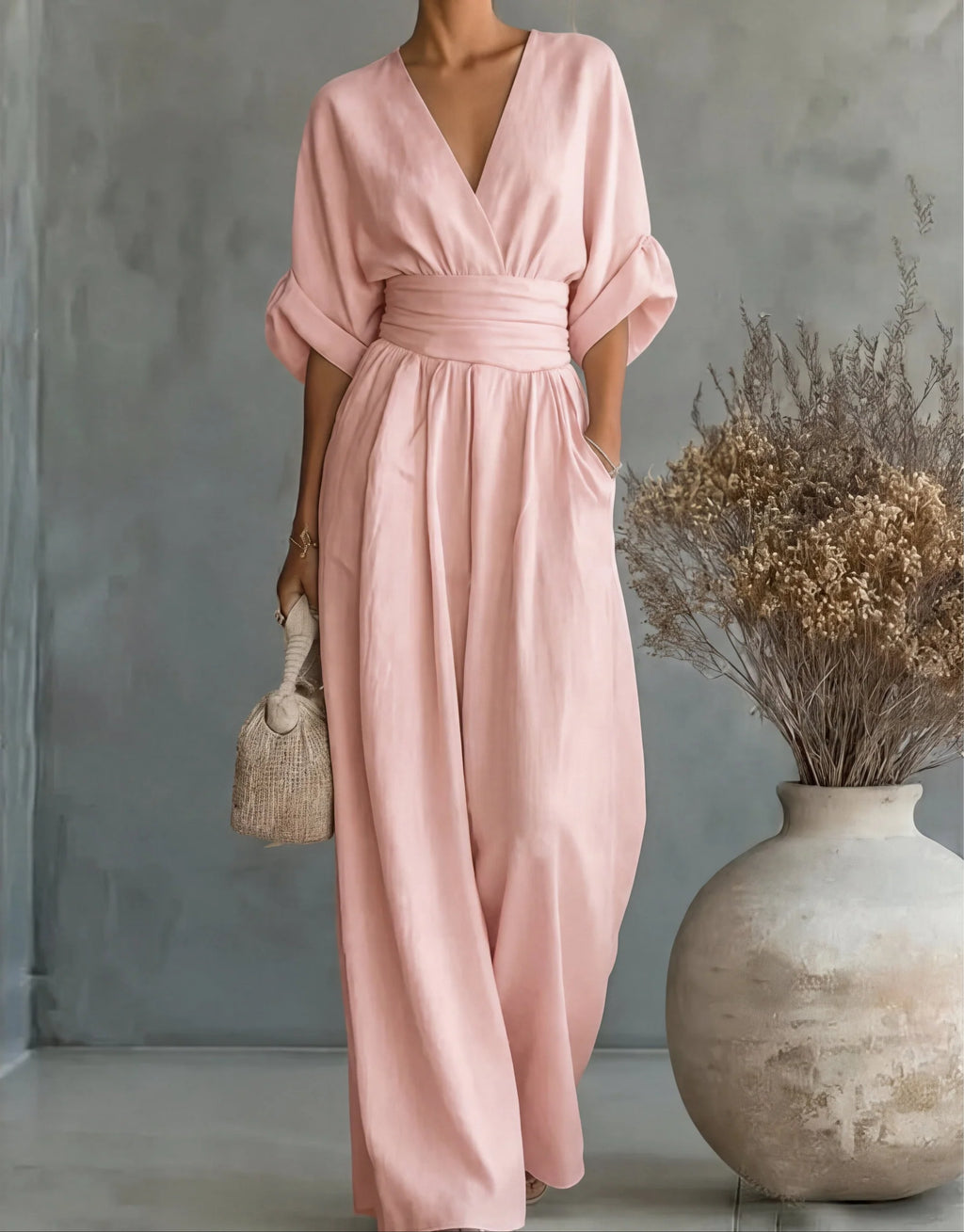 Daniela | Elegant V-Neck Wide-Leg Jumpsuit