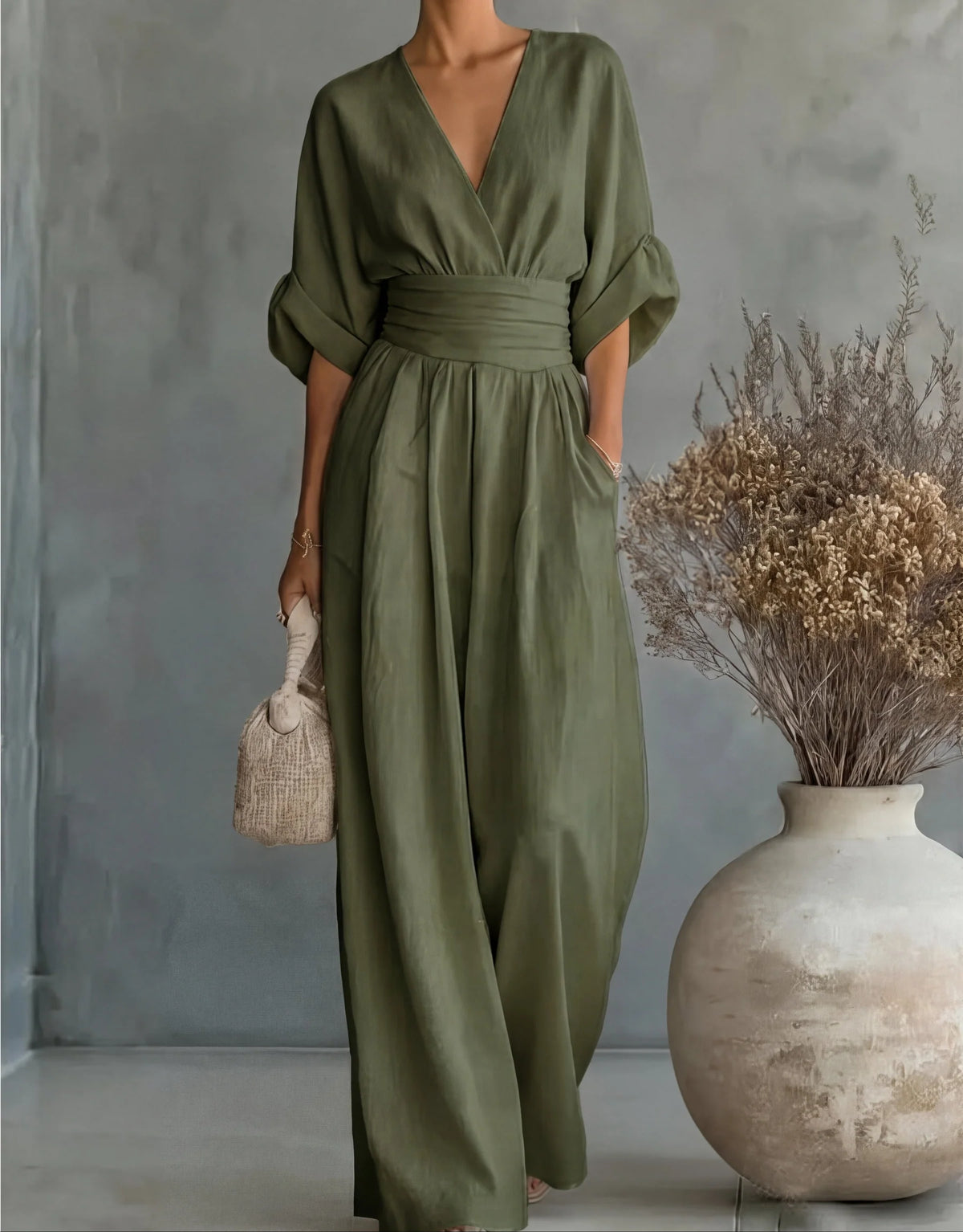 Daniela- Elegant Jumpsuit with Scollatura with V & Leg Full