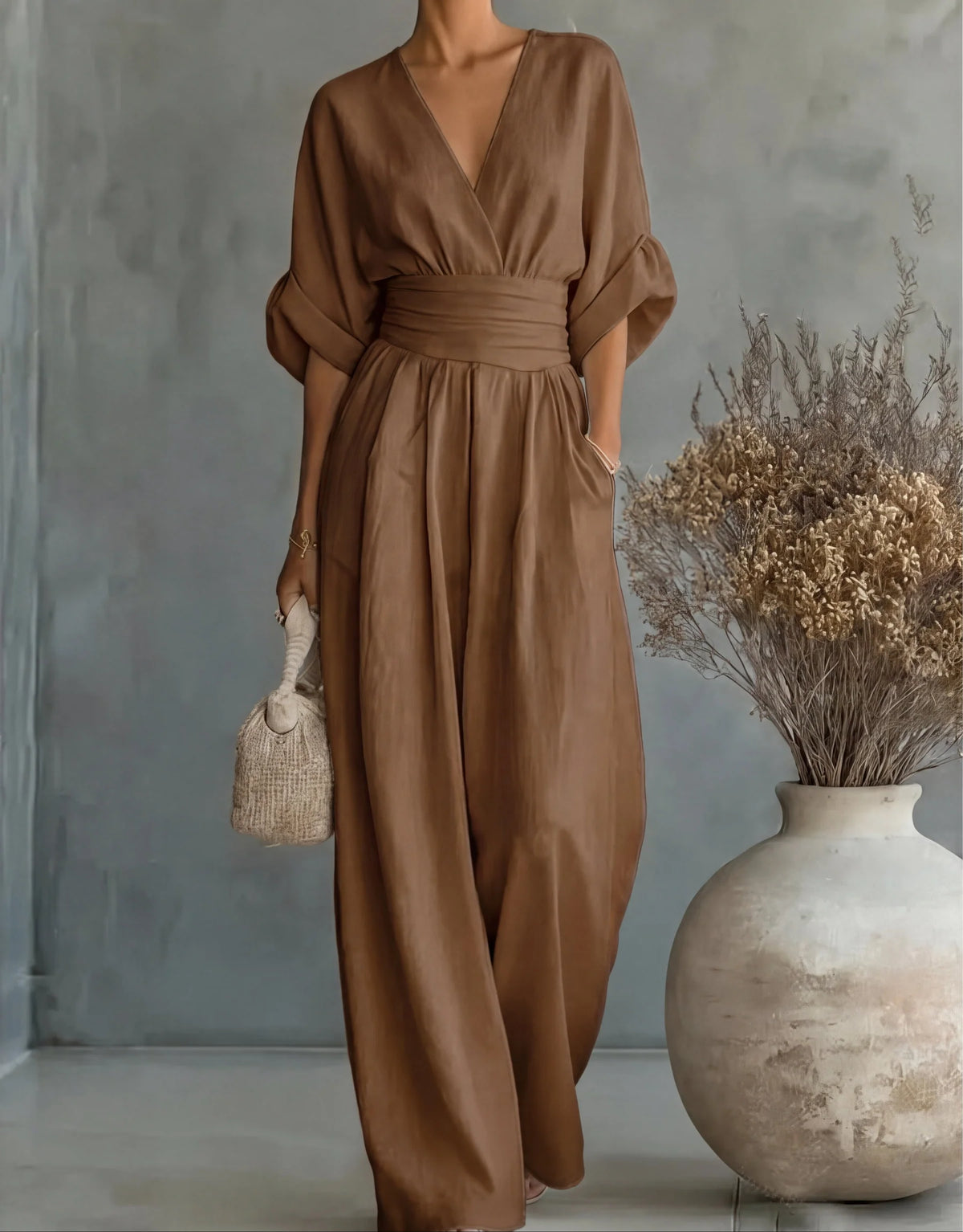 Daniela- Elegant Jumpsuit with Scollatura with V & Leg Full