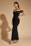 Serena – Long Draped Black Dress