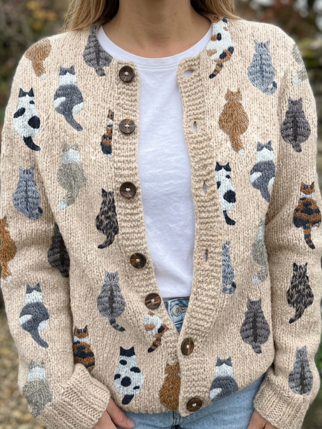 Charlotte™ | Wrap Cardigan with Print of Gatti