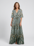 Melodi – Long Dress with Floral with V-Neck
