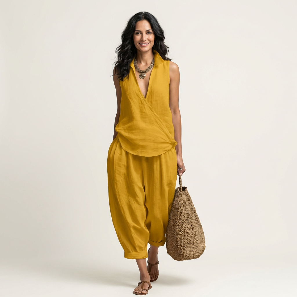 Twiila | Set with wrap top and wide-leg pants
