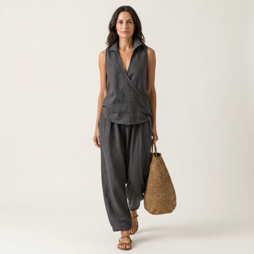 Twiila | Set with wrap top and wide-leg pants