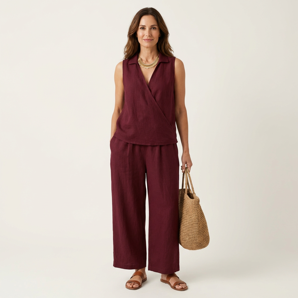 Twiila | Set with wrap top and wide-leg pants