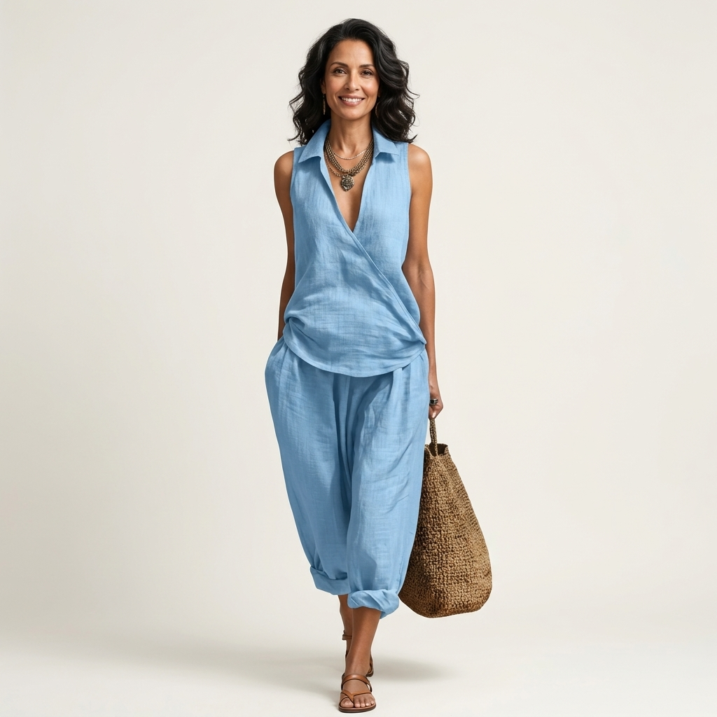 Twiila | Set with wrap top and wide-leg pants