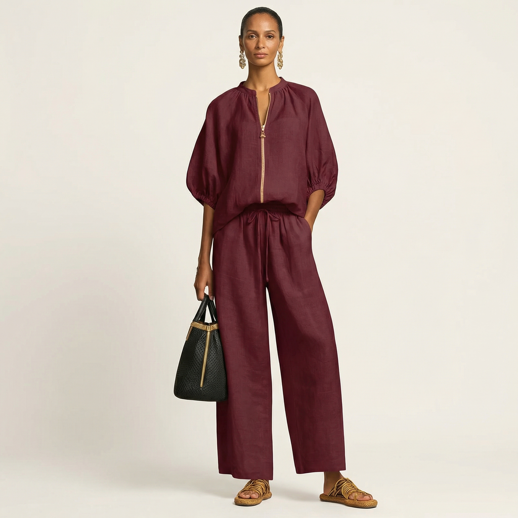 Marlowe | Front-zip Jumpsuit with Puff Sleeves