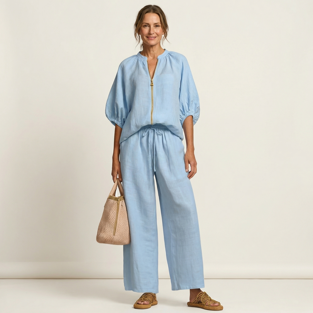 Marlowe | Front-zip Jumpsuit with Puff Sleeves