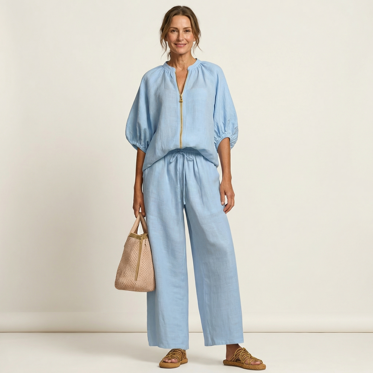 Marlowe | Front-zip Jumpsuit with Puff Sleeves