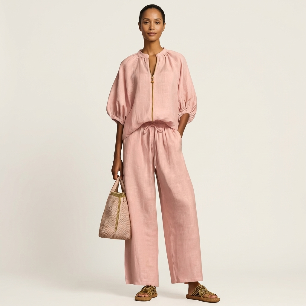 Marlowe | Front-zip Jumpsuit with Puff Sleeves